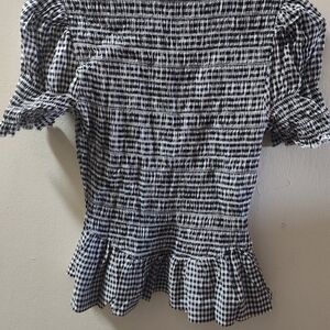Reformation Black and White Checkered Blouse